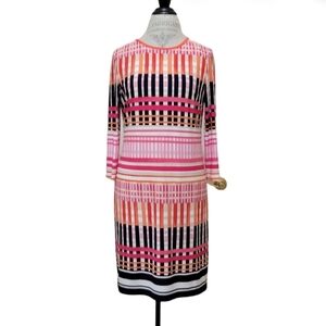 Eliza J Womens Pink Orange Bar Stripe Knit Sheath Dress Size 10